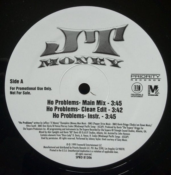 JT Money : Ho Problems / Rap Ass N*** (12", Promo)