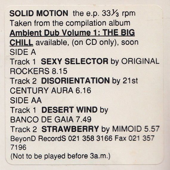 Various : Solid Motion EP (12", EP, Smplr, W/Lbl)