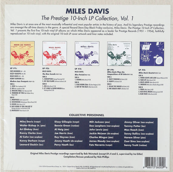 Miles Davis : The Prestige 10-Inch LP Collection (Volume One) (5x10