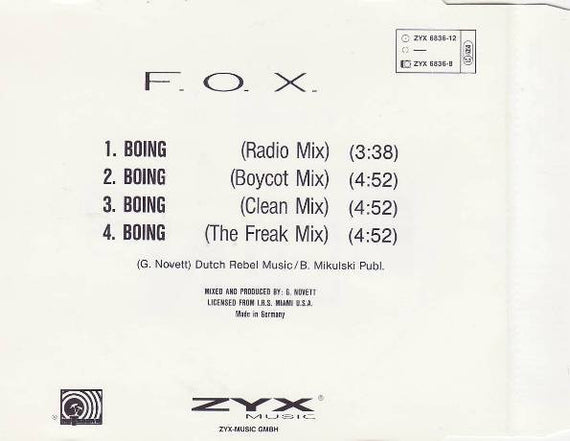 F.O.X. : Boing (CD, Maxi)