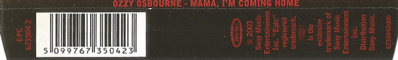 Ozzy Osbourne : Mama, I'm Coming Home (CD, Single)