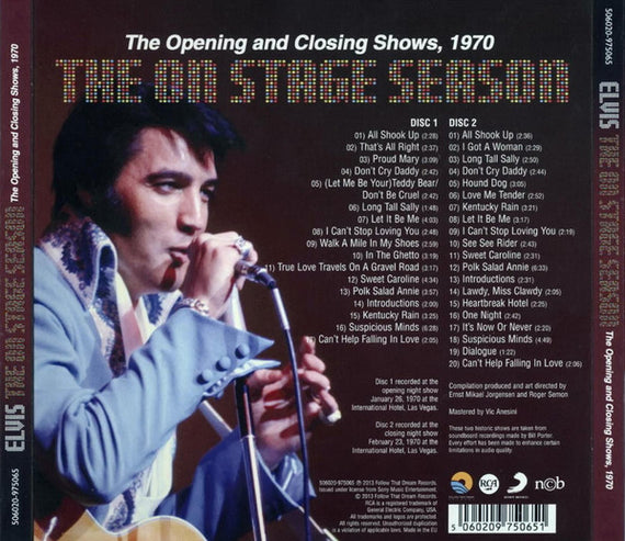 Elvis Presley : The On Stage Season: The Opening And Closing Shows, 1970 (2xCD, Album)