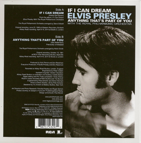 Elvis Presley With Royal Philharmonic Orchestra : If I Can Dream (7", RSD, Single)