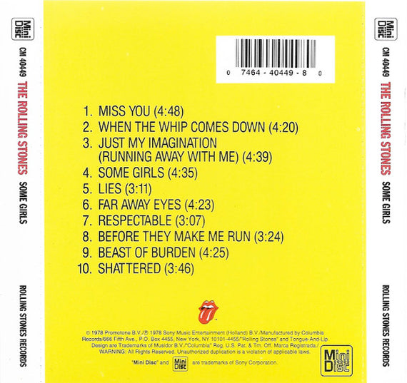 The Rolling Stones : Some Girls (MD, Album, RE)