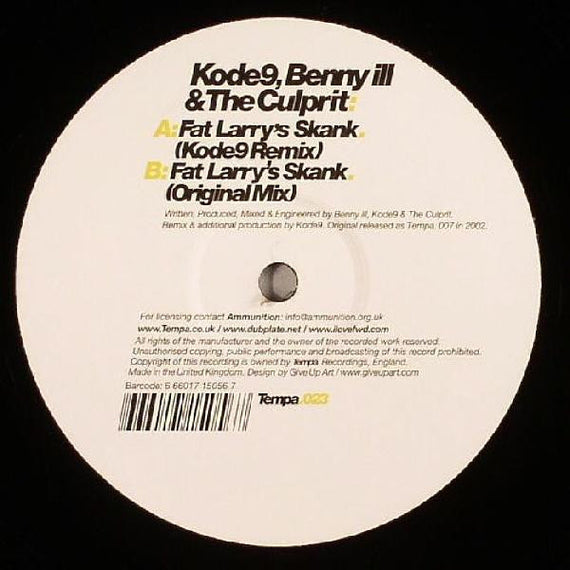 Kode9, Benny Ill & The Culprit : Fat Larry's Skank - Remix (12")