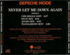 Depeche Mode : Never Let Me Down Again (Remix Versions) (CD, Single, Promo)