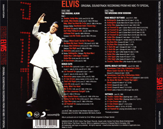 Elvis Presley : Elvis (Original Soundtrack Recording From His NBC-TV Special) (CD, Album, RE + CD)