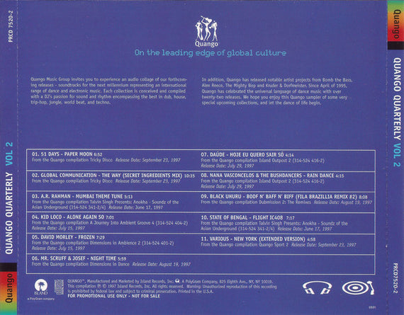 Various : Quango Quarterly Vol.2 (CD, Comp, P/Mixed, Promo)