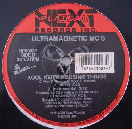 Ultramagnetic MC's : Ease Back / Kool Keith Housing Things (12")