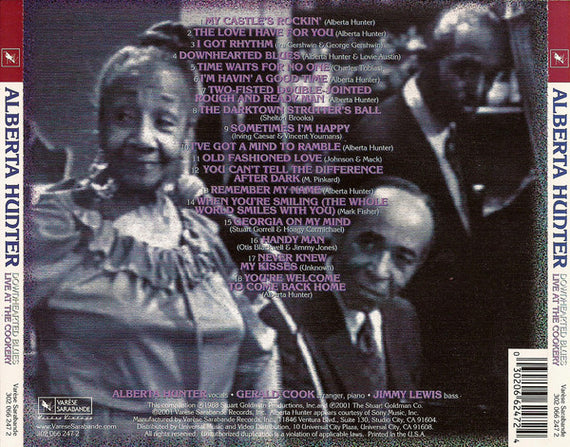 Alberta Hunter : Downhearted Blues: Live At The Cookery (CD, Album)