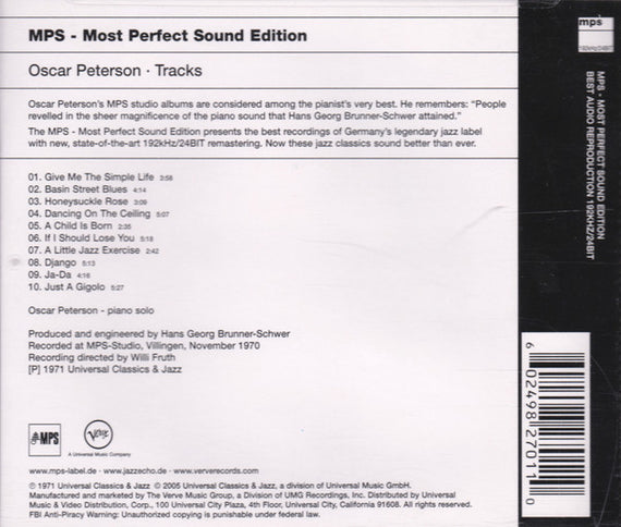 Oscar Peterson : Tracks (CD, Album, RE, RM)