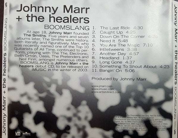 Johnny Marr + The Healers (2) : Boomslang (CD, Album, Promo)