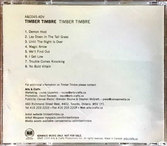 Timber Timbre : Timber Timbre (CD, Advance, Album, Promo)
