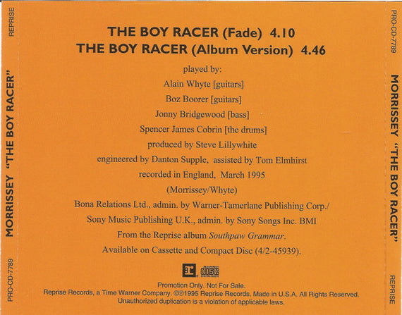 Morrissey : The Boy Racer (CD, Single, Promo)