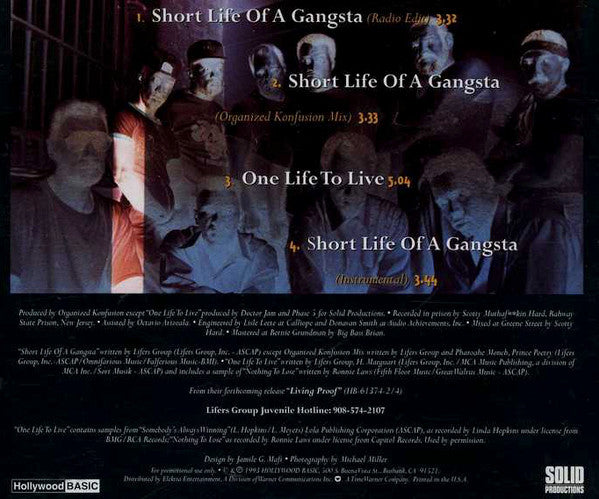 Lifers Group : Short Life Of A Gangsta (CD, Single, Promo)