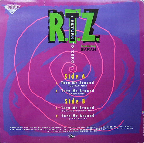 R.T.Z. Featuring Sarah : Turn Me Around (12", Maxi)