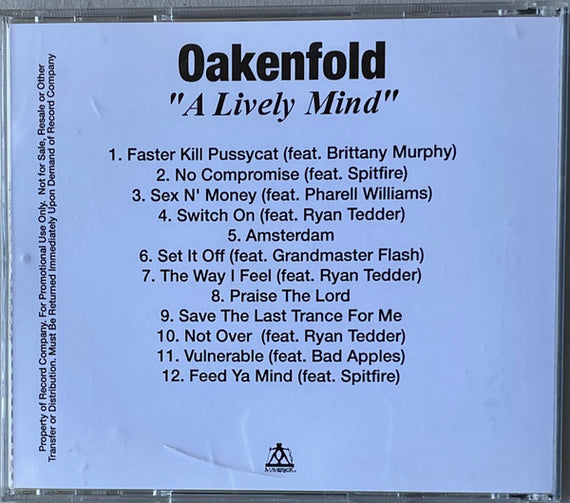 Paul Oakenfold : A Lively Mind (CDr, Advance, Promo)