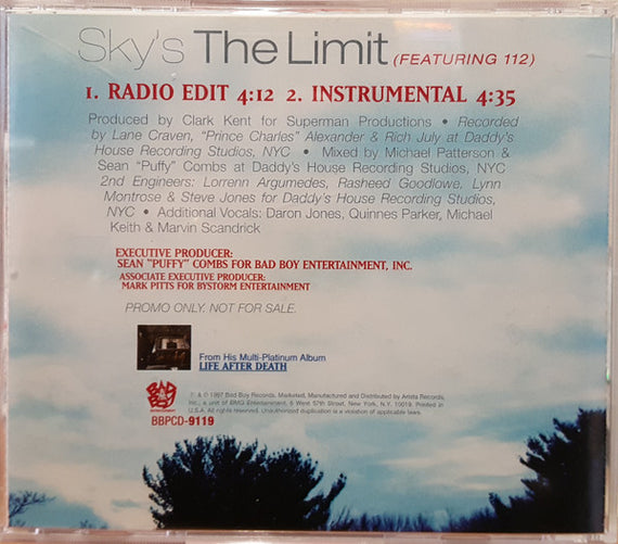 The Notorious B.I.G.* Featuring 112 : Sky's The Limit (CD, Single, Promo)