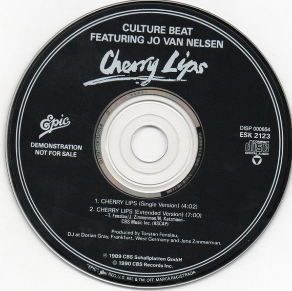 Culture Beat Featuring Jo Van Nelsen : Cherry Lips (CD, Single, Promo)
