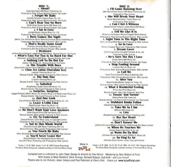 Lulu : Shout! The Complete Decca Recordings (2xCD, Comp)