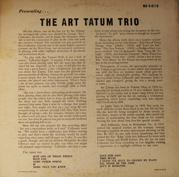 The Art Tatum Trio* : Presenting... The Art Tatum Trio (LP, Album, Mono)