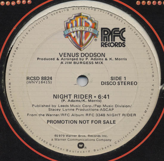 Venus Dodson : Night Rider / Where Are We Headed (12", Promo)