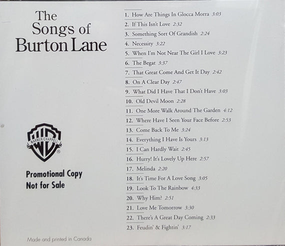 Burton Lane : The Songs Of Burton Lane (CD, Comp, Promo)