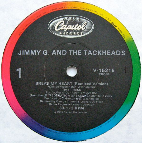 Jimmy G. And The Tackheads* : Break My Heart (12")