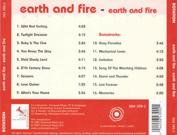 Earth And Fire : Earth And Fire (CD, Album, RE, EDC)