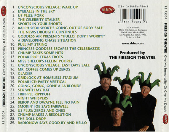 The Firesign Theatre : Give Me Immortality Or Give Me Death (CD, Album)