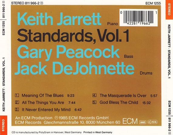 Keith Jarrett, Gary Peacock, Jack DeJohnette : Standards, Vol. 1 (CD, Album, RE)