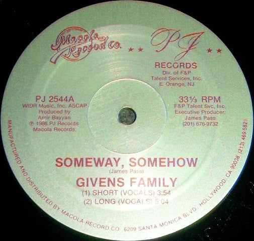 The Givens Family : Someway, Somehow (12")