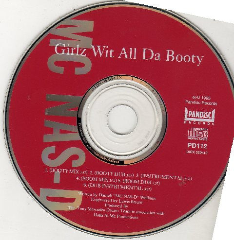 MC Nas-D : Girlz Wit All Da Booty (CD, Single)