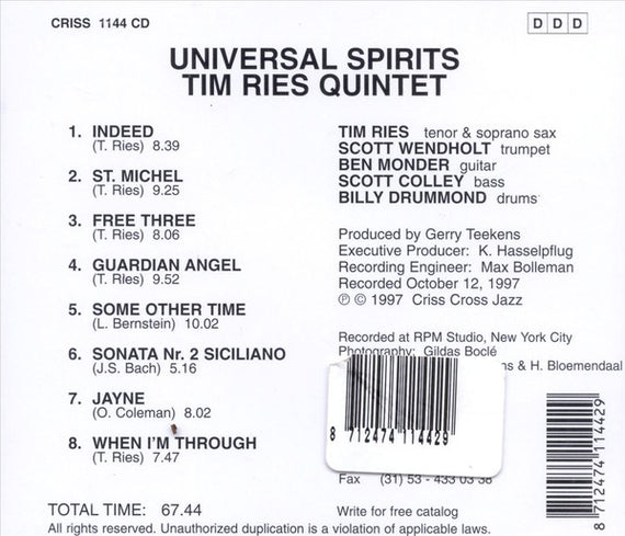 Tim Ries : Universal Spirits (CD, Album)