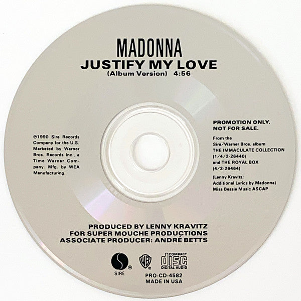 Madonna : Justify My Love (CD, Single, Promo)