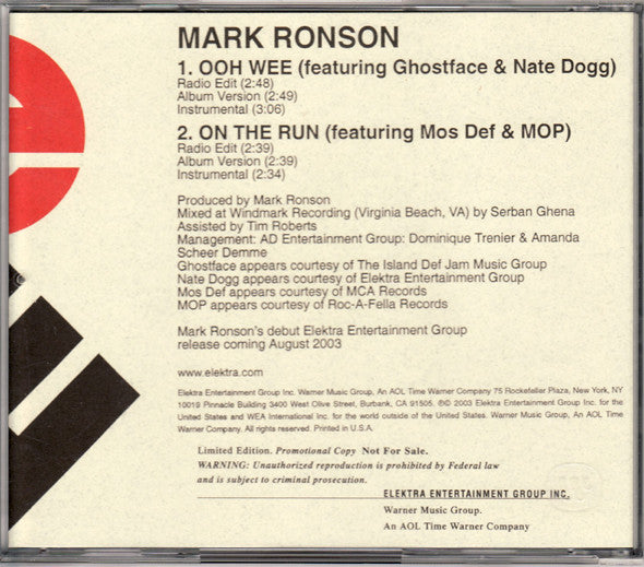 Mark Ronson : Ooh Wee / On The Run (CD, Single, Ltd, Promo)