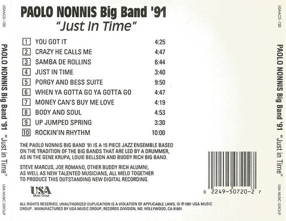Paolo Nonnis Big Band '91 : Just In Time (CD)