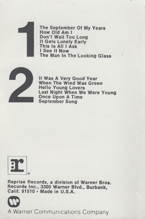 Frank Sinatra : September Of My Years (Cass, Album)