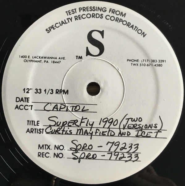 Curtis Mayfield & Ice-T : Superfly 1990 (Alternative Versions) (12", TP)